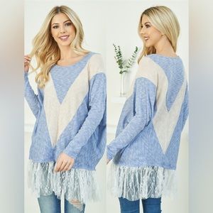 3-Pack Blue Lace Bottom Long Sleeve Tunic Top